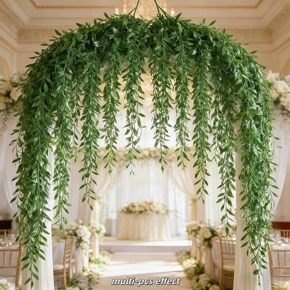 10pcs Extra-Long Deluxe Willow Vine Elegant Artificial Greenery, Faux Evergreen Hanging Vine with Dense for Spring Living Room