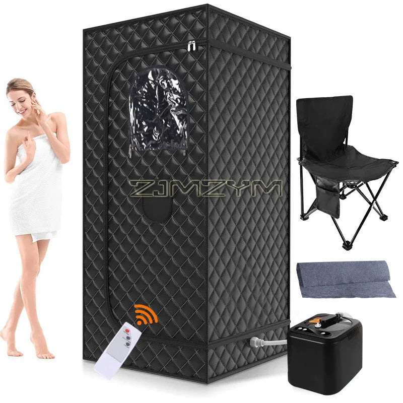 Portable Steam Sauna Indoor Home SPA Full Body Personal Sauna Tent with Folding Chair Temperature Time Remote Control