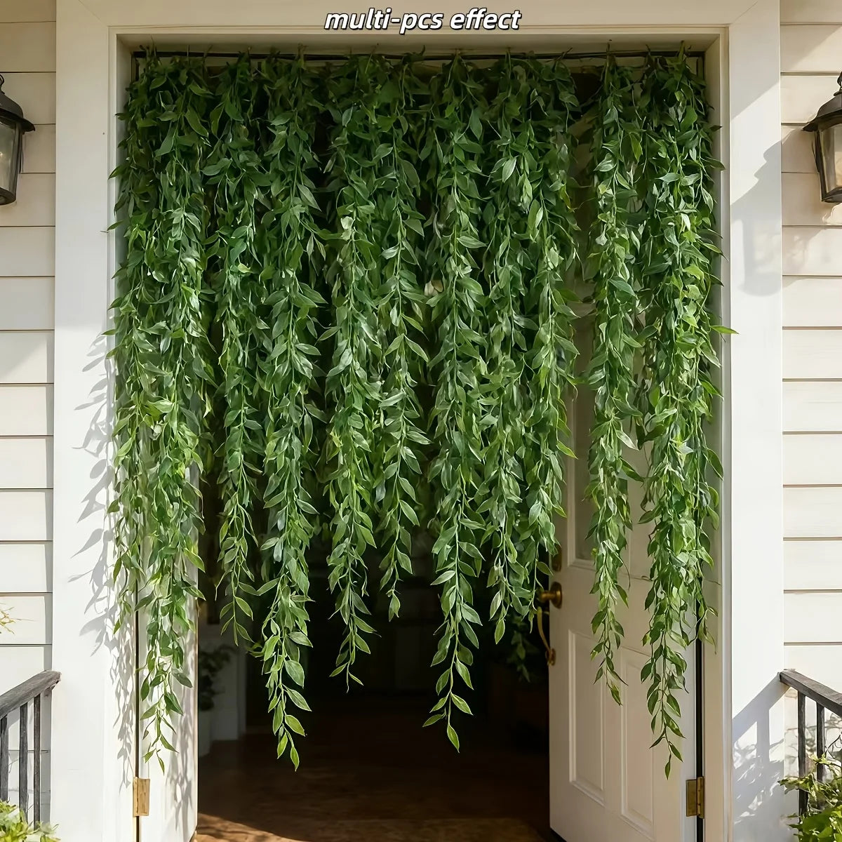 10pcs Extra-Long Deluxe Willow Vine Elegant Artificial Greenery, Faux Evergreen Hanging Vine with Dense for Spring Living Room