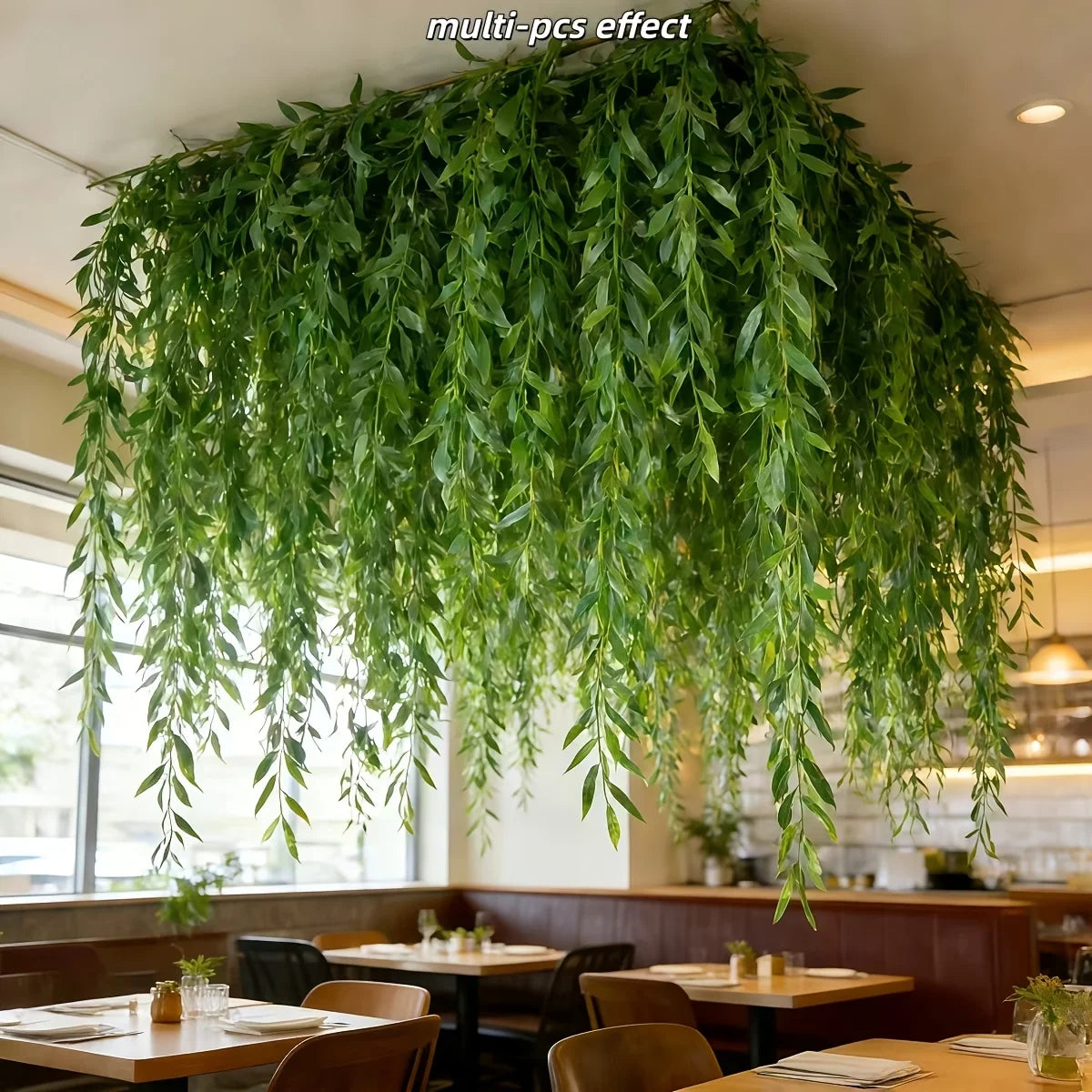 10pcs Extra-Long Deluxe Willow Vine Elegant Artificial Greenery, Faux Evergreen Hanging Vine with Dense for Spring Living Room